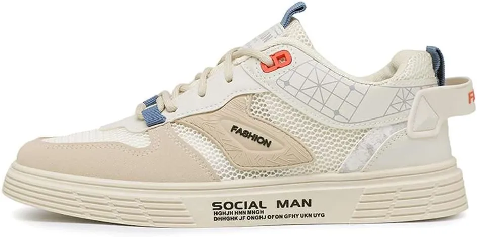YAXE Men’s Breathable Mesh Thin Lace-up Skateboarding Shoes