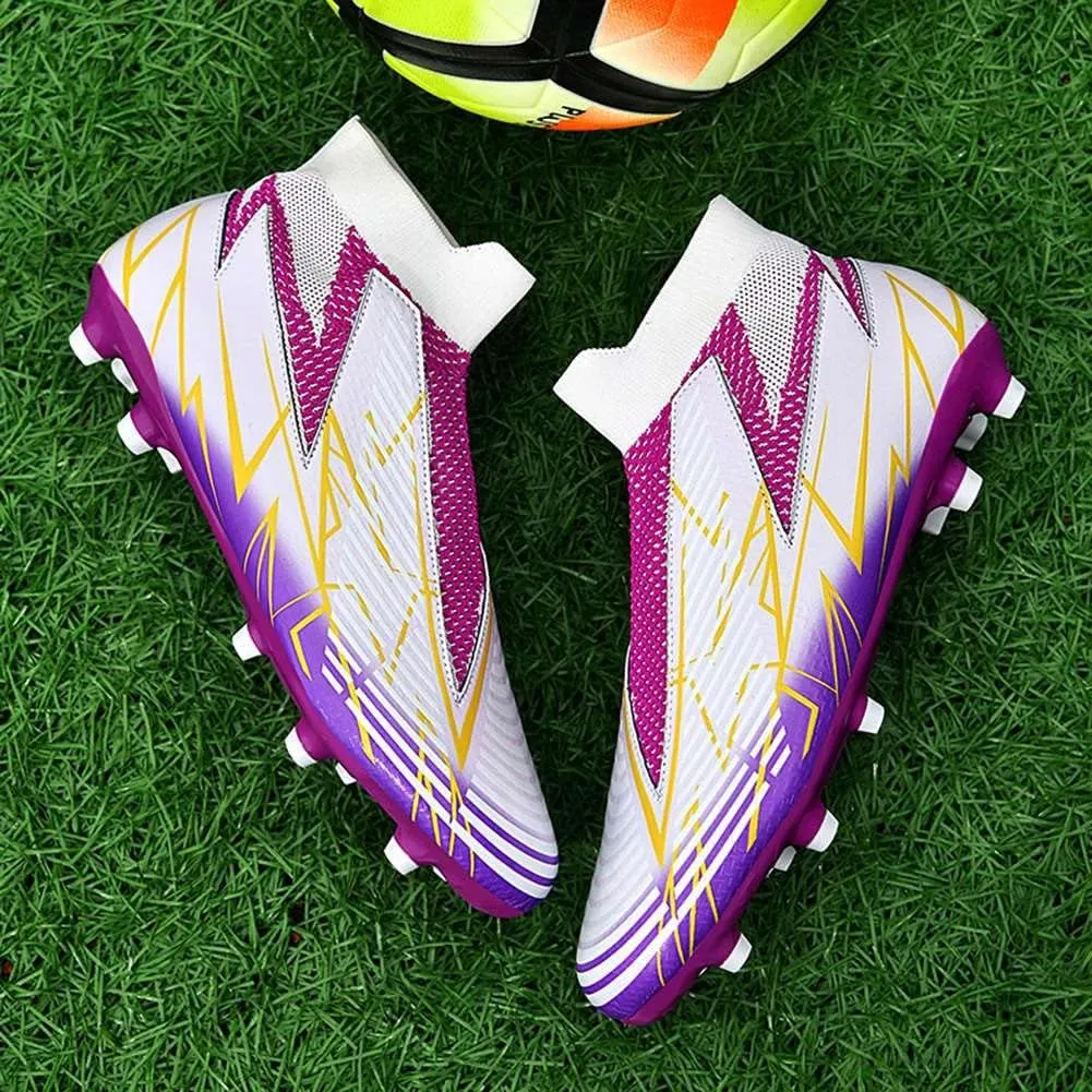 YAXE Unisex's Laceless AG FG Soccer Cleats Outdoor/Indoor Professional Football Sports Training Sneakers