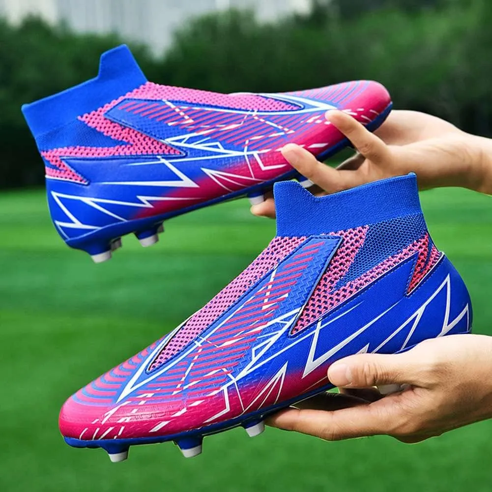 YAXE Unisex's Laceless AG FG Soccer Cleats Outdoor/Indoor Professional Football Sports Training Sneakers