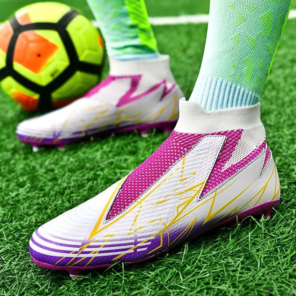 YAXE Unisex's Laceless AG FG Soccer Cleats Outdoor/Indoor Professional Football Sports Training Sneakers
