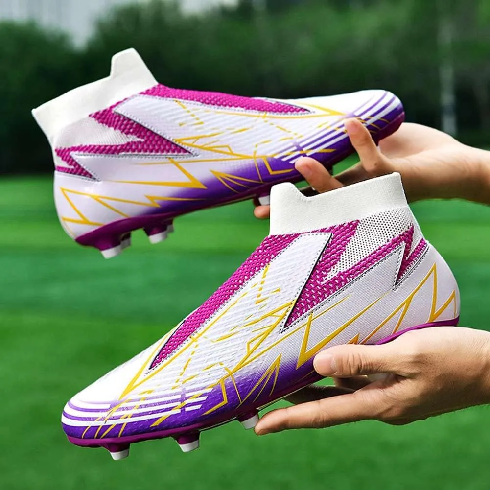 YAXE Unisex's Laceless AG FG Soccer Cleats Outdoor/Indoor Professional Football Sports Training Sneakers