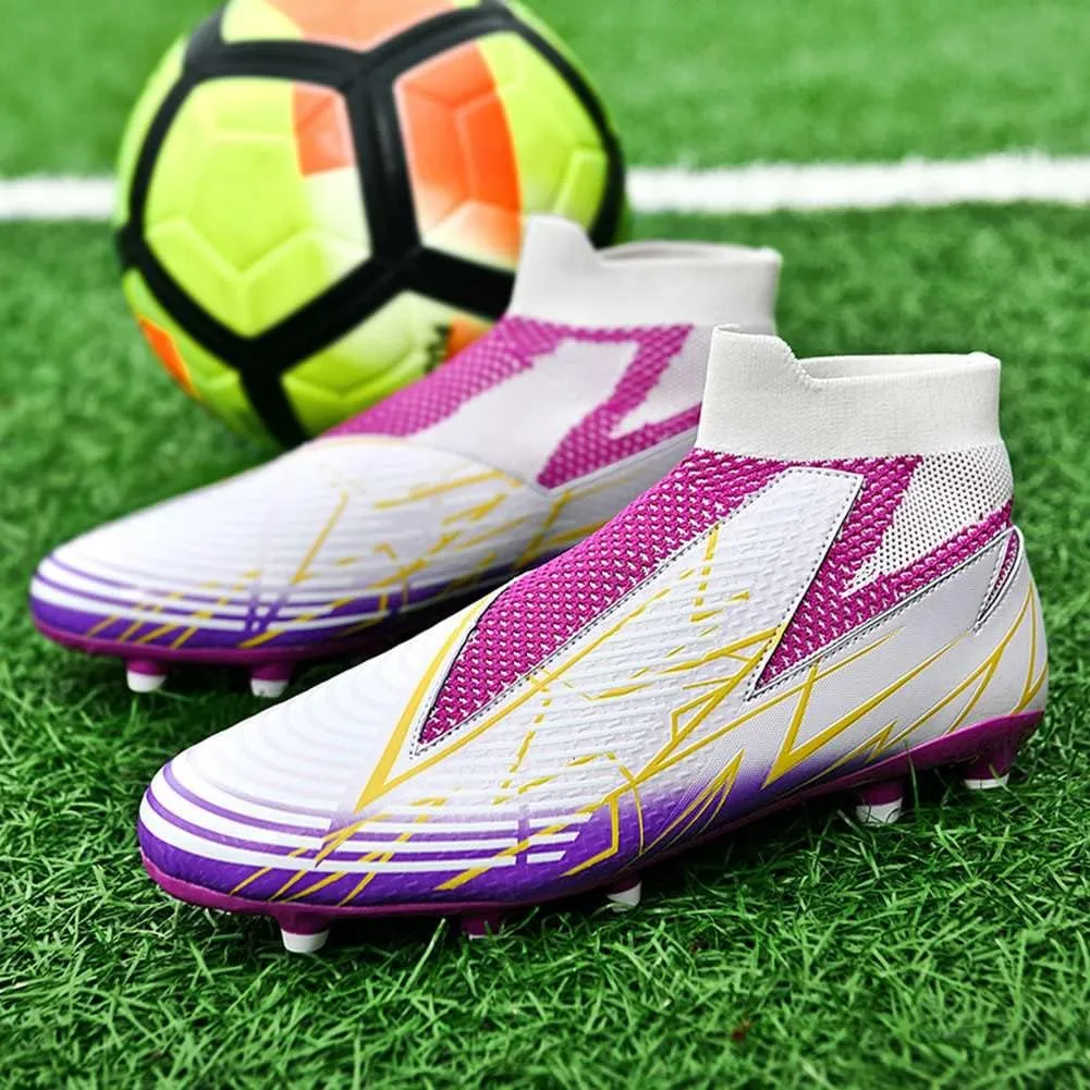 YAXE Unisex's Laceless AG FG Soccer Cleats Outdoor/Indoor Professional Football Sports Training Sneakers