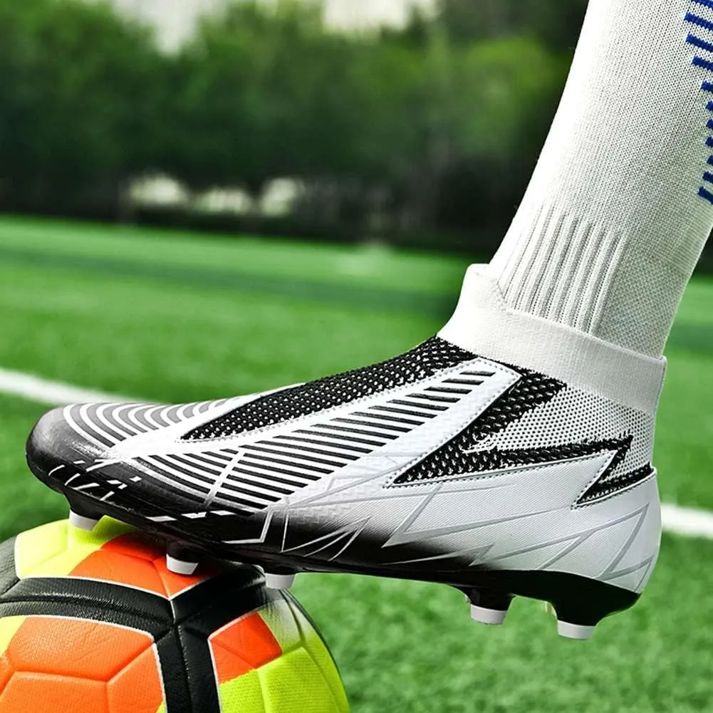 YAXE Unisex's Laceless AG FG Soccer Cleats Outdoor/Indoor Professional Football Sports Training Sneakers