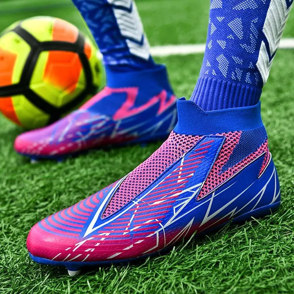 YAXE Unisex's Laceless AG FG Soccer Cleats Outdoor/Indoor Professional Football Sports Training Sneakers