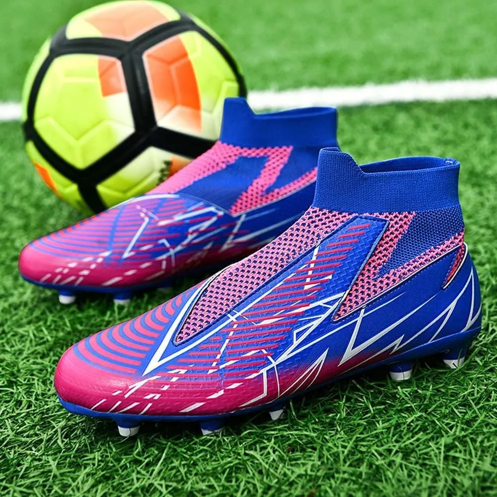 YAXE Unisex's Laceless AG FG Soccer Cleats Outdoor/Indoor Professional Football Sports Training Sneakers